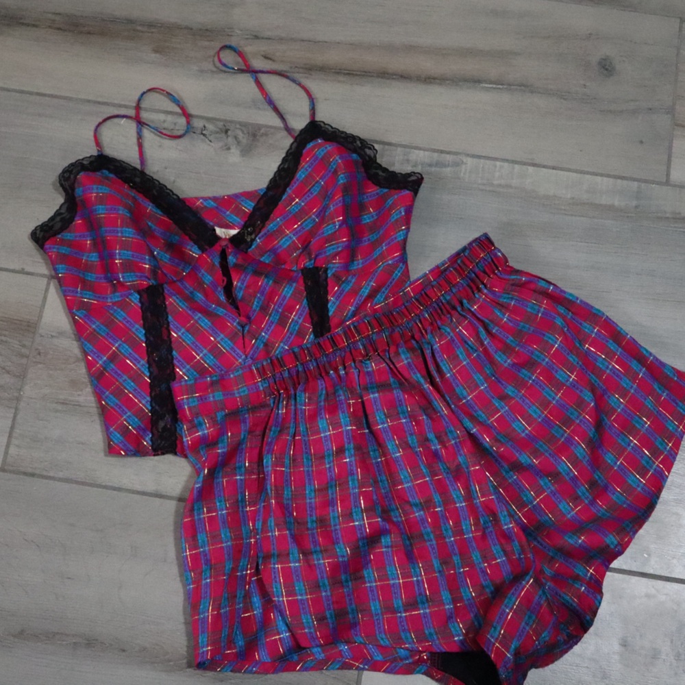 Victoria's Secret Red and Blue Plaid Pajama Set